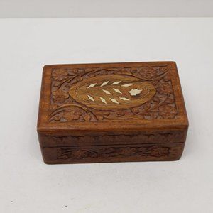 Vintage Hand Carved Wood Box Made in India